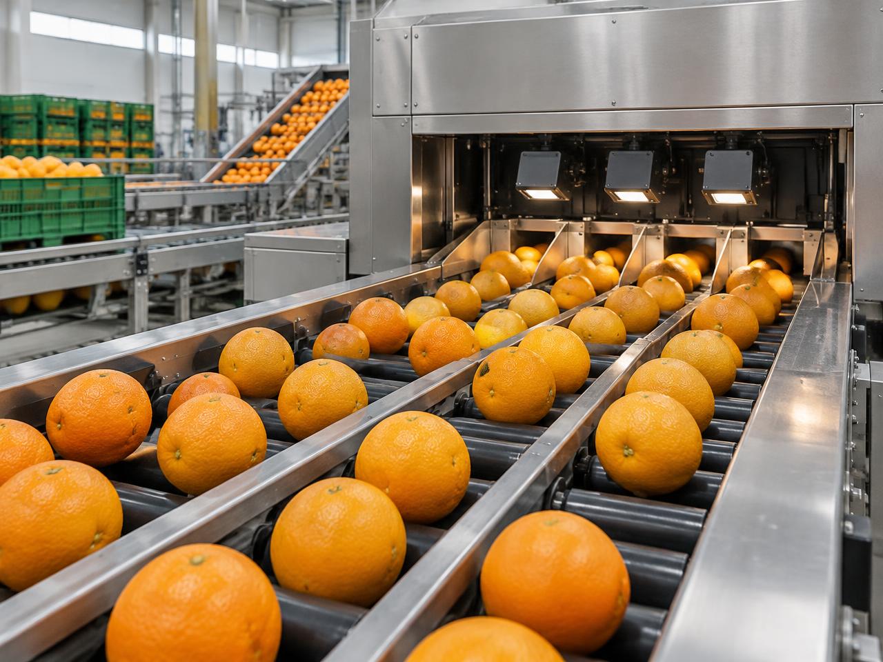 Máquina de selección de calibre de naranjas